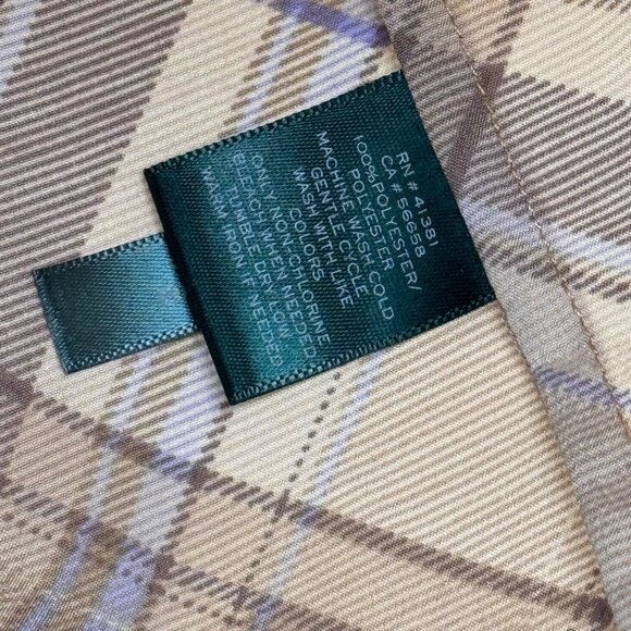 Lauren Ralph Lauren womens Plaid Tan & Brown Band Collar tunic Shirt size large - Picture 4 of 12